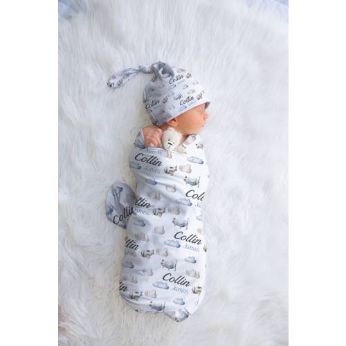 Airplane Swaddle Blanket, Airplane Baby Shower, Newborn Gift, Airplane Theme Nursery, Personalized Swaddle Blanket, Hospital Swaddle Set