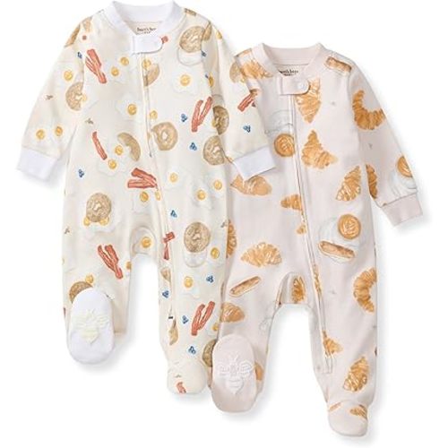 Burt's Bees Baby Baby Girls Pajamas, Zip Front Non-Slip Footed Sleeper Pjs, 100% Organic Cotton