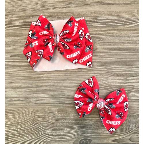 Red KC Chiefs Baby Headwrap- KC Bows