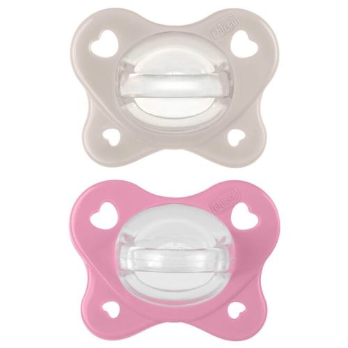 PhysioForma Dual Soft Silicone Pacifier 6-16m (2pc) - Grey/Dusty Rose