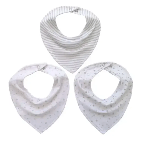 4Baby Newborn Bandana Bib Grey Print 3 Pack | Baby Bunting AU