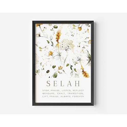 Selah Biblical Definition Art Print Floral Art Print Bible Verse Wall Biblical Meaning Scripture Modern Christian Selah Definition Decor Poster Floral Decor Poster Bible Verse,92