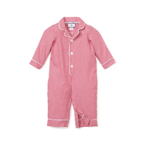 Gingham Check Flannel One-Piece Pajamas, 6-9M