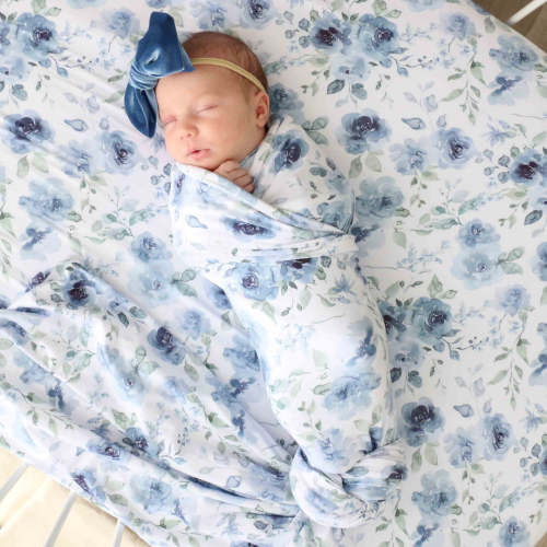 Bailey's Blue Floral Oversized Swaddle Blanket