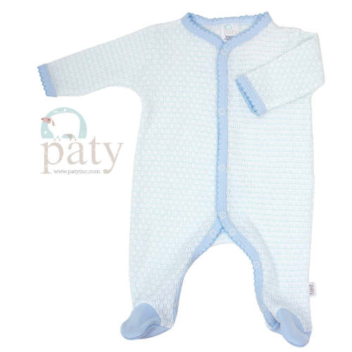 Pinstripe Paty Knit Footie with Pima Trim #319J