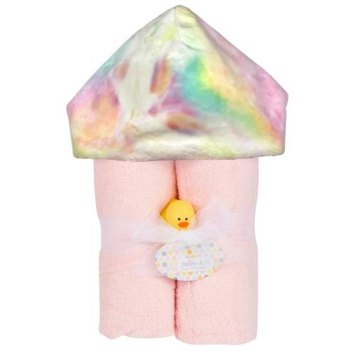 Pastel Rainbow Tie Dye Deluxe Hooded Towel