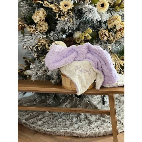 Personalized Lilac Baby Blanket, Lilac Glacier and You Choose Minky Dot Color, Newborn Girl gift, Baby Shower Gift, Purple Blanket