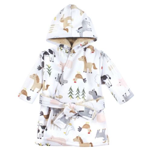Hudson Baby Boys Mink With Faux Fur Lining Pool And Beach Robe Cover-ups, Cute Farm, 12-18 Months