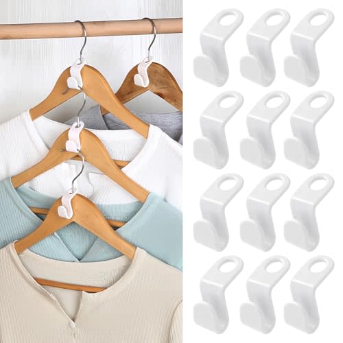 50 PCS Space Saving Hanger - Clothes Connector Hooks, Stacking Space Saver, Plastic Closet Organizers and Storage Extender for Heavy Duty Cascading Connection (White)