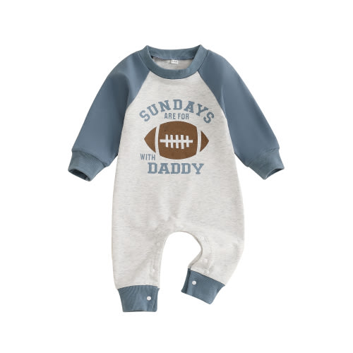 Newborn Baby Boy Football Season Jumpsuit Sundays are for Football with Daddy Sweatshirt Romper Playsuit Fall Clothes