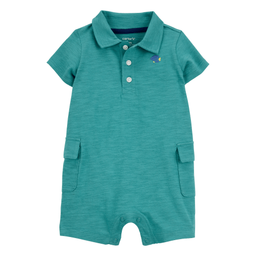 Baby Polo Cotton Romper -Green - Carter's | Carter's