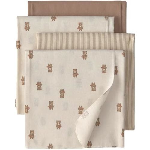 Carter's Baby 4-Pack Bear Receiving Blankets, Brown/Ivory