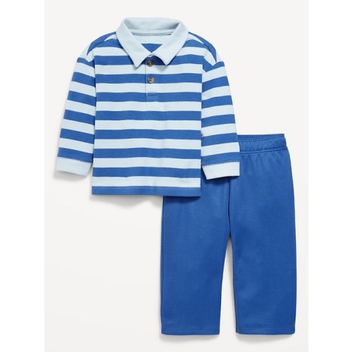 Printed Long-Sleeve Polo Shirt and Pants Set for Baby | Old Navy