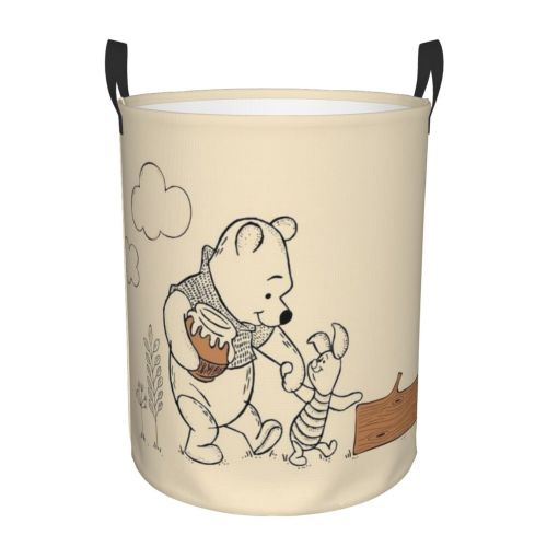 Winnie the pooh Large Storage Basket,Laundry Hamper/Bathroom/Home Decor/Collapsible Round Storage Bin,Boys and Girls Hamper/Boxes/Clothing S