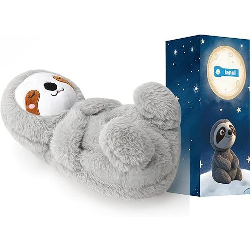 Breathing Stuffed Animal,Soothing Stuffed Animal for Anxiety Relief with Realistic Breathing Motion, Calming Music, Gentle Lights,Machine Washable,Ideal for Baby Adult and Relaxation(Sloth)