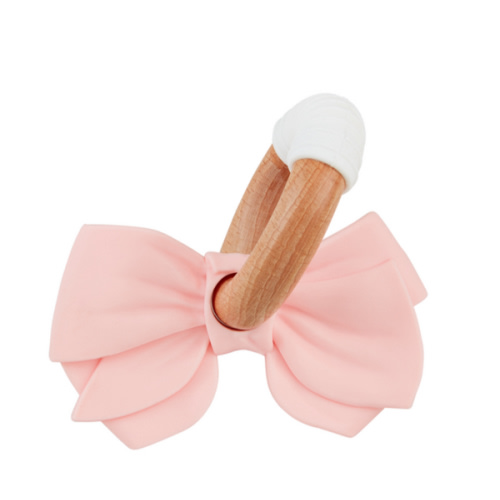 Pink Bow Silicone Ring Teether