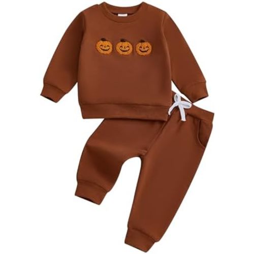 Fernvia Toddler Baby Girl Clothes 3 6 9 12 18 24 Months Fall Outfits Solid Long Sleeve Sweatshirt Tops + Pants Set