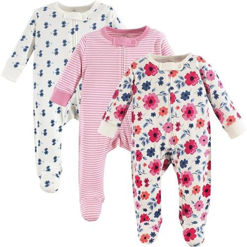 Touched by Nature Baby Girls' Organic Cotton Sleep and Play - 0-3 Months - Garden Floral