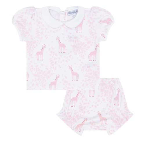 Pink Giraffe Print Diaper Cover Set