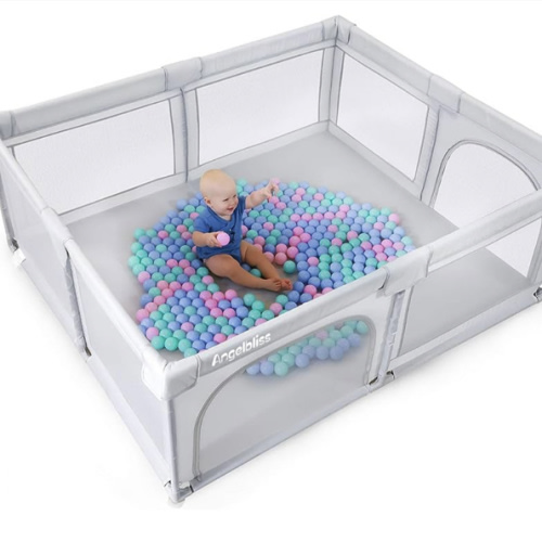 Baby Playpen (Color: Grey, Size: 71x59)