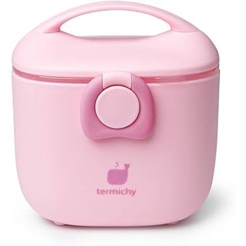 Termichy Baby Formula Dispenser, Portable Milk Powder Dispenser Container with Carry Handle and Scoop for Travel Outdoor Activities with Baby Infant, 8.8OZ, 0.55LB, 250g (Light Pink)