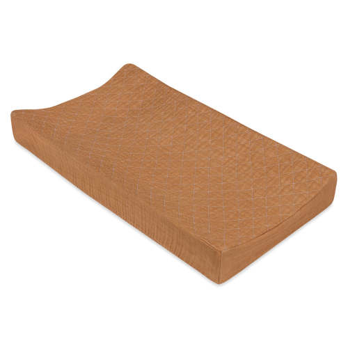 Quilted Changing Pad Cover In GOTS Certified Organic Muslin Cotton - Burnt Sienna