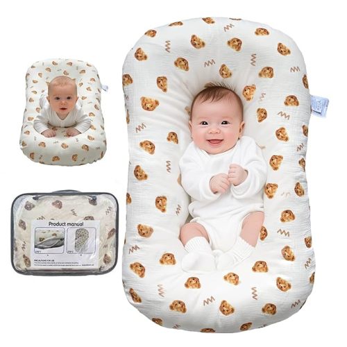 Sofoliana Baby Lounger, Newborn Lounger with Breathable & Soft Cover for Floor, Couch & Travel, 0-24 Months Newborn Babies Essentials Gifts. (1 Cover Included)