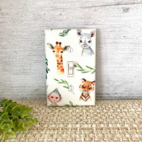 Jungle Baby Room, Light Switch Cover, Safari Animals, Boy Nursery Decor, Baby Boy Gift