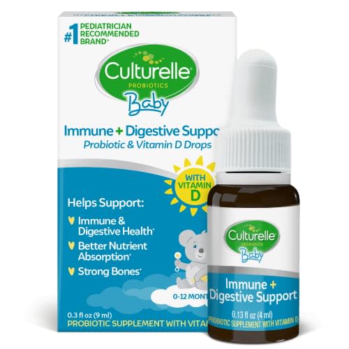 Culturelle Baby Immune & Digestive Support Probiotic (Ages 0-12 mo) – 9ml Bottle – Baby Probiotic with Vitamin D Helps Support Immune, Digestive & Bone Health in Babies, Infants and Newborns