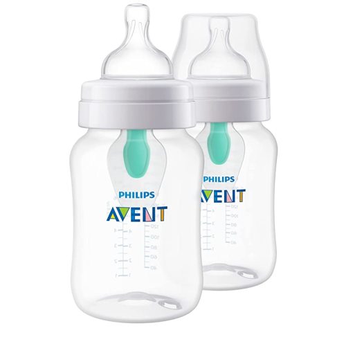 Philips AVENT Anti-Colic Baby Bottles with AirFree Vent, 9oz, 2pk, Clear, SCY703/02 - 2 Pack