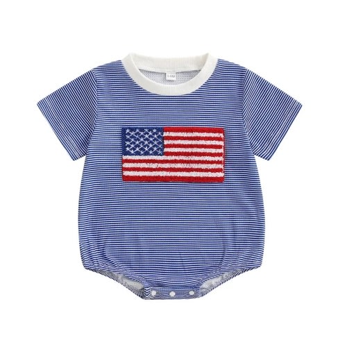 USA FLAG Striped T-Shirt Onesie - Hazel & Bo