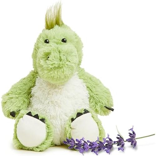 warmies Microwavable & Weighted Stuffed Animals, Green Dinosaur - Heated Stuffed Animal Plushie for Warmth & Comfort - Soft Plush Toys for Adults & Children (Boys, Girls, Babies & Toddlers)