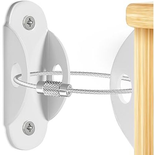 Furniture Anchors for Baby Proofing (10 Pack) Anti Tip Furniture Anchors Securing 400lbs,Wall Anchor Earthquake Straps Prevent Baby Pet from Falling Furniture Dresser & Bookshelf, White