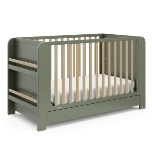 Graco Read-With-Me Crib w/Drawer - Olive/Driftwood