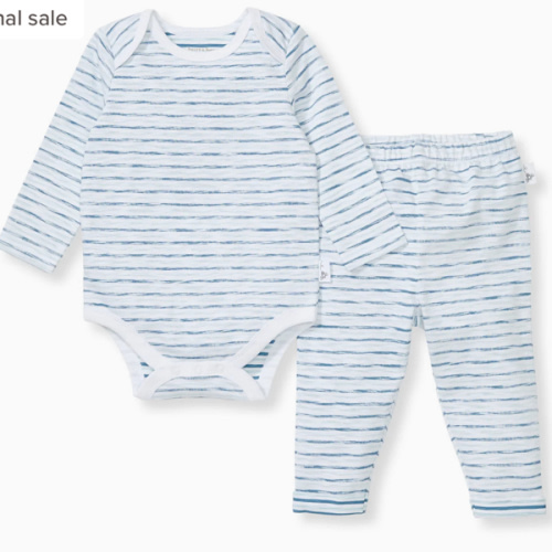 Slub Stripe Baby Boy Bodysuit Set