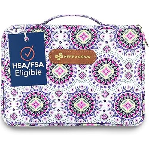 KeepGoing Large Home First Aid Kit for Kids – 270 Pc. First Aid Kit for Car, Home, Dorm, & Boat with Latex-Free Bandages – 10 x 7 x 3.5 in. Travel First Aid Kit (Boho)