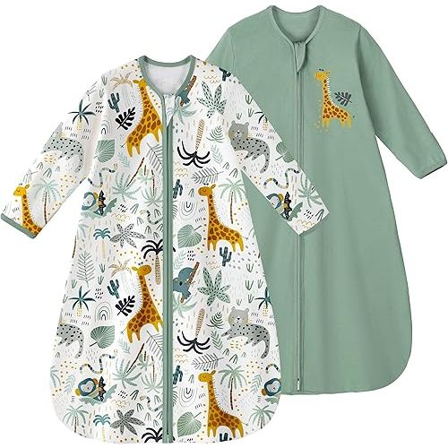 Yoofoss Baby Sleep Sack 0-6 Months Long Sleeve Wearable Blanket Baby 100% Cotton 2-Way Zipper 0.5 Tog Infants Sleeping Sack, Lightweight(Small)