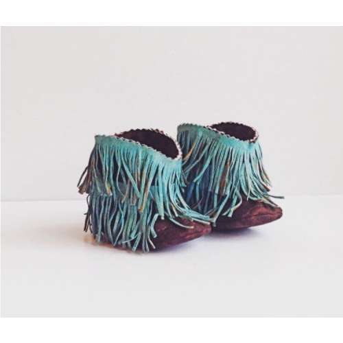 Turquoise Baby Boots, Baby Western Booties Shabby Chic Fringe Turquoise and Brown Western Boots, Cowboy Boots, Baby Moccasin Fringe Boots