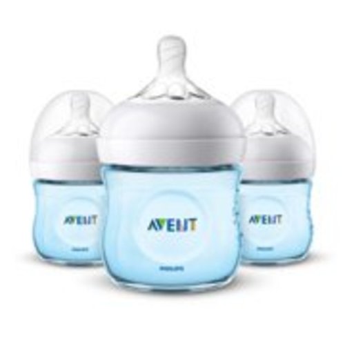 Philips Avent Natural Baby Bottle, Blue, 4oz, 3pk, SCF010/39