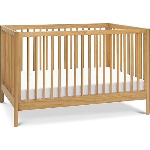 DaVinci Birdie 3-in-1 Convertible Baby Crib - GREENGUARD Gold Certified Crib - Convertible Crib to Toddler Bed and Daybed - Baby Bed w/ 4 Adjustable Heights - Easy to Assemble Wooden Crib - Honey