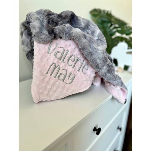 Personalized Gray Galaxy Tie Dye and You Choose the Minky Dot Color, Newborn Baby Shower Gift, Neutral Gray Nursery Aesthetic