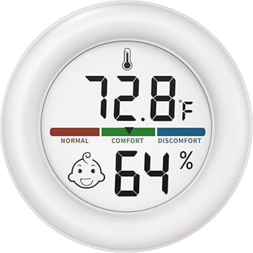 LCD Digital Hygrometer Thermometer, Thermometer Room Temperature, Indoor Hygrometer Thermometer with Temperature Humidity Monitor for Bedroom, Baby Room, Warehouse, Cellar, car, Office