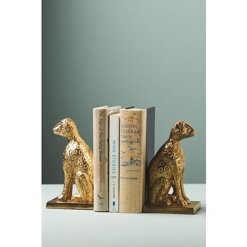Gold Cheetah Metal Bookends
