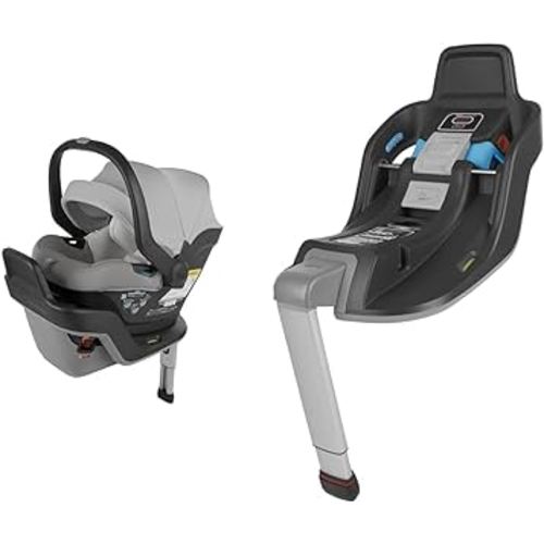 UPPAbaby Mesa Max Infant Car Seat/Base with Load Leg and Robust Infant Insert Included/Innovative Safety Features + Simple Installation/Direct Stroller Attachment/Anthony (White+Grey Chenille) & Base