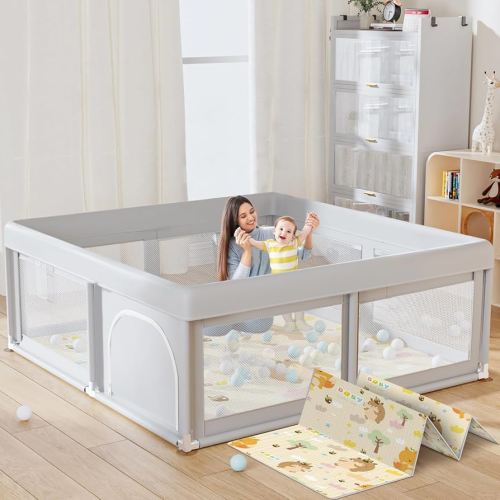 50 x 50 inch Baby Playpen with Mat Small Playpen for Babies and Toddlers Baby Fence Playards