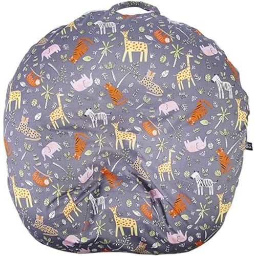 IBraFashion Removable Cover for Newborn Lounger Fits Infant Lounger Pillow 100% Soft Cotton Jungle Animals Grey