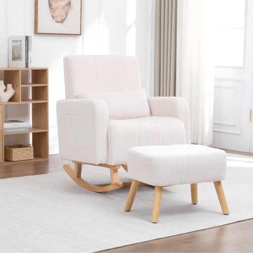 Isabelle & Max™ Upholstered Teddy Rocking Chair and Ottoman Ensemble | Wayfair