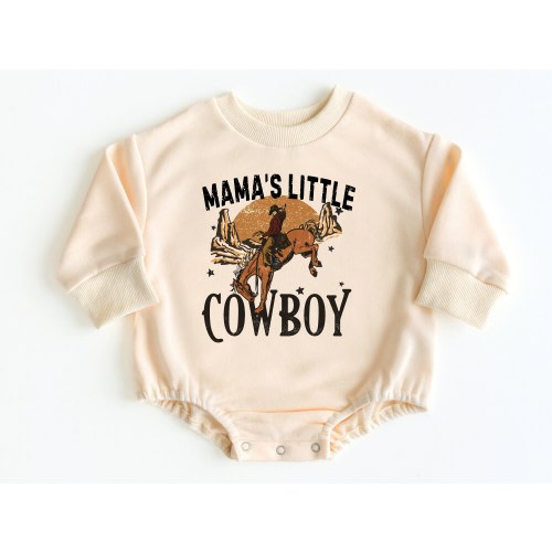 Mama&#39;s Little Cowboy Bubble Romper Sweatshirt, Baby Bodysuit, Baby Boy Outfit, Baby Shower Gift, Cowboy Baby Shower, Baby Boy Gifts