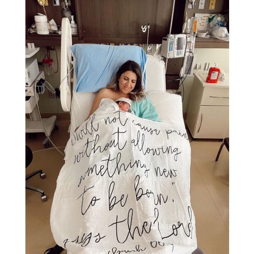 Organic Swaddle + Wall Art - Isaiah 66:9