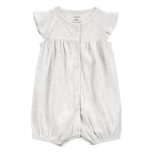 Baby Cotton Rib Short-Sleeve Romper - Grey - Carter's | Carter's